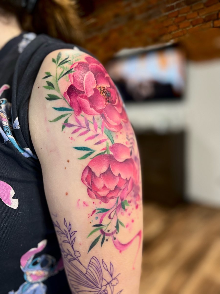 Oliwia Pasko-tatuaż-piwonia-peony-Realizm-Watercolor