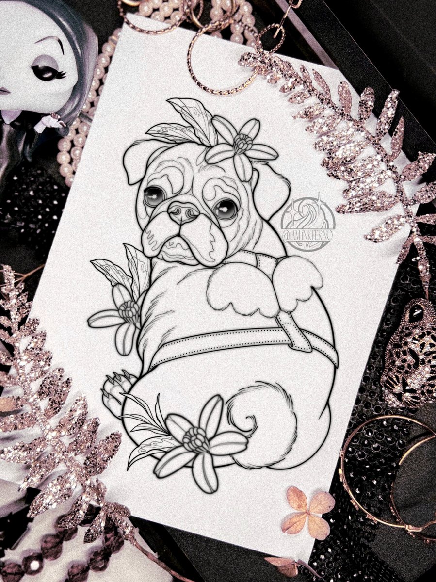 Katarzyna Chęś-wzór-mops-pies-Newschool / Graffiti / Cartoon