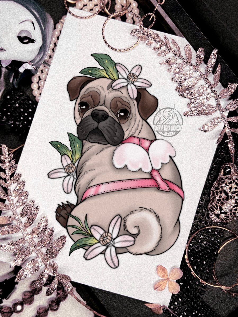 Katarzyna Chęś-wzór-mops-pies-Newschool / Graffiti / Cartoon