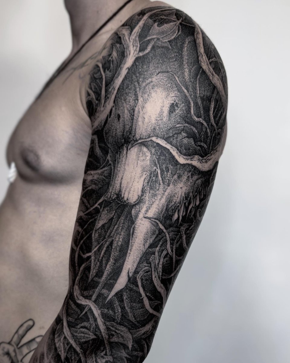 Szczuply ink -tatuaż-skull-Black & Grey-Blackwork / Blackout-Graficzny / Sketch