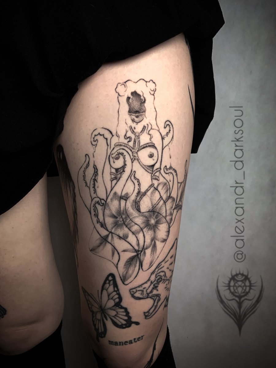 Alexandr Darksoul-tatuaż-dewczyna-ośmiornica-Gotycki-Graficzny / Sketch-Modern / Kubizm-Surrealizm / Horror