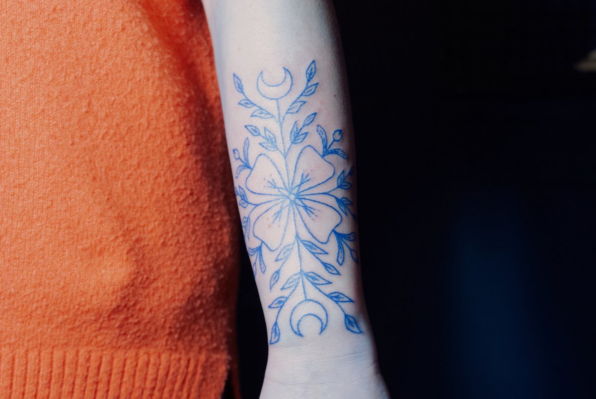 Bemuszenko Handpoke-tatuaż-kwiat-roślina-Geometryczny / Ornamenty-Handpoke