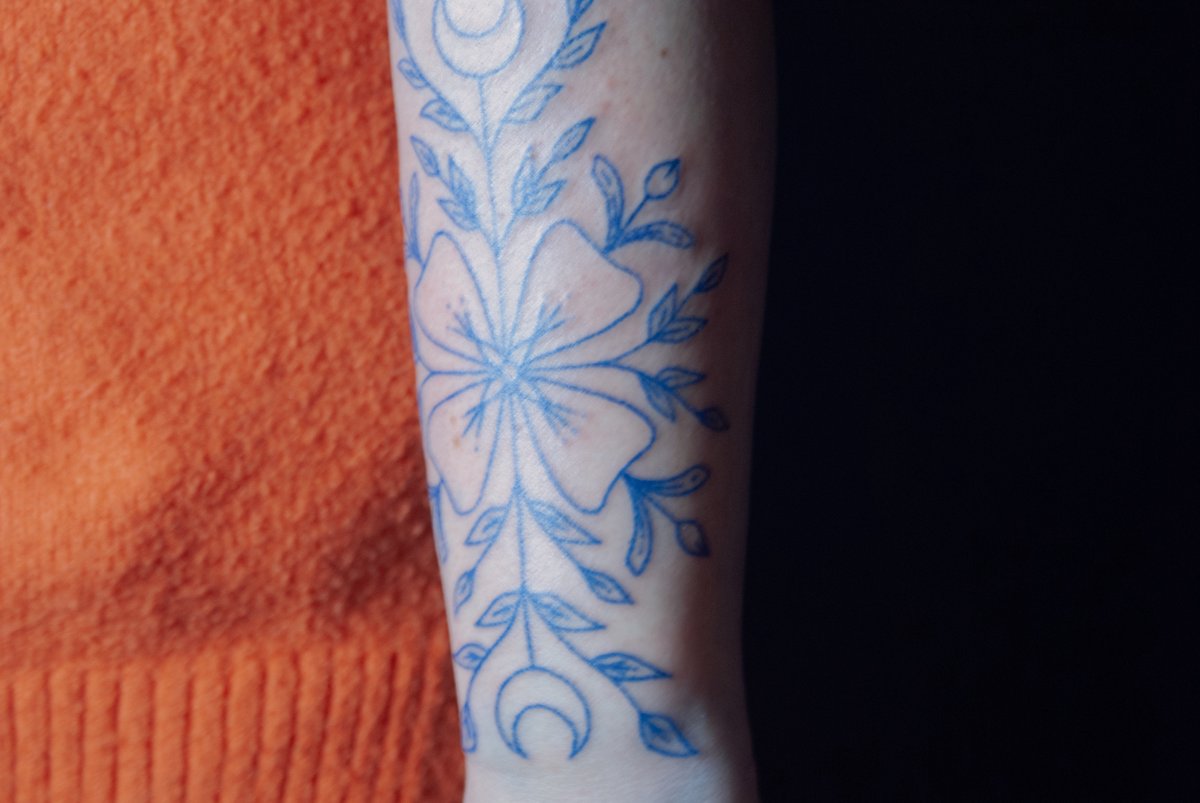 Bemuszenko Handpoke-tatuaż-kwiat-roślina-Geometryczny / Ornamenty-Handpoke