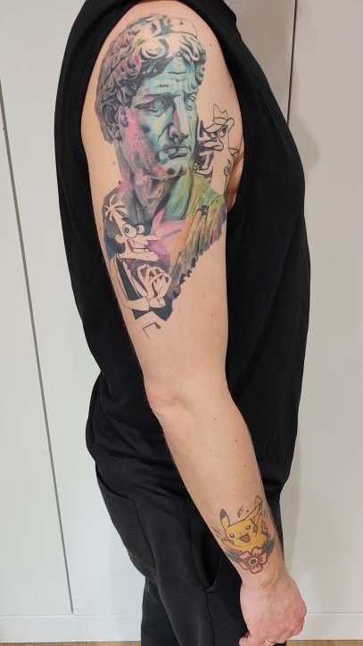 Adrian Andrzejczak DADDY.QL-tatuaż-mewtwo-pikachu-Graficzny / Sketch-Newschool / Graffiti / Cartoon