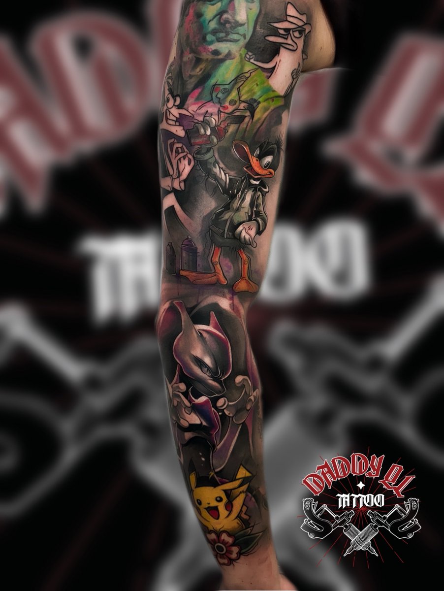 Adrian Andrzejczak DADDY.QL-tatuaż-mewtwo-pikachu-Graficzny / Sketch-Newschool / Graffiti / Cartoon