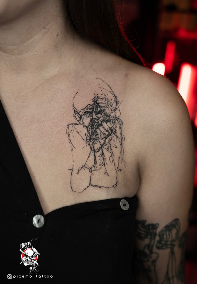 Przemysław Jaśkiewicz-tatuaż-beksiński-zbeksiński-Graficzny / Sketch-Line work / Fineline / Outline