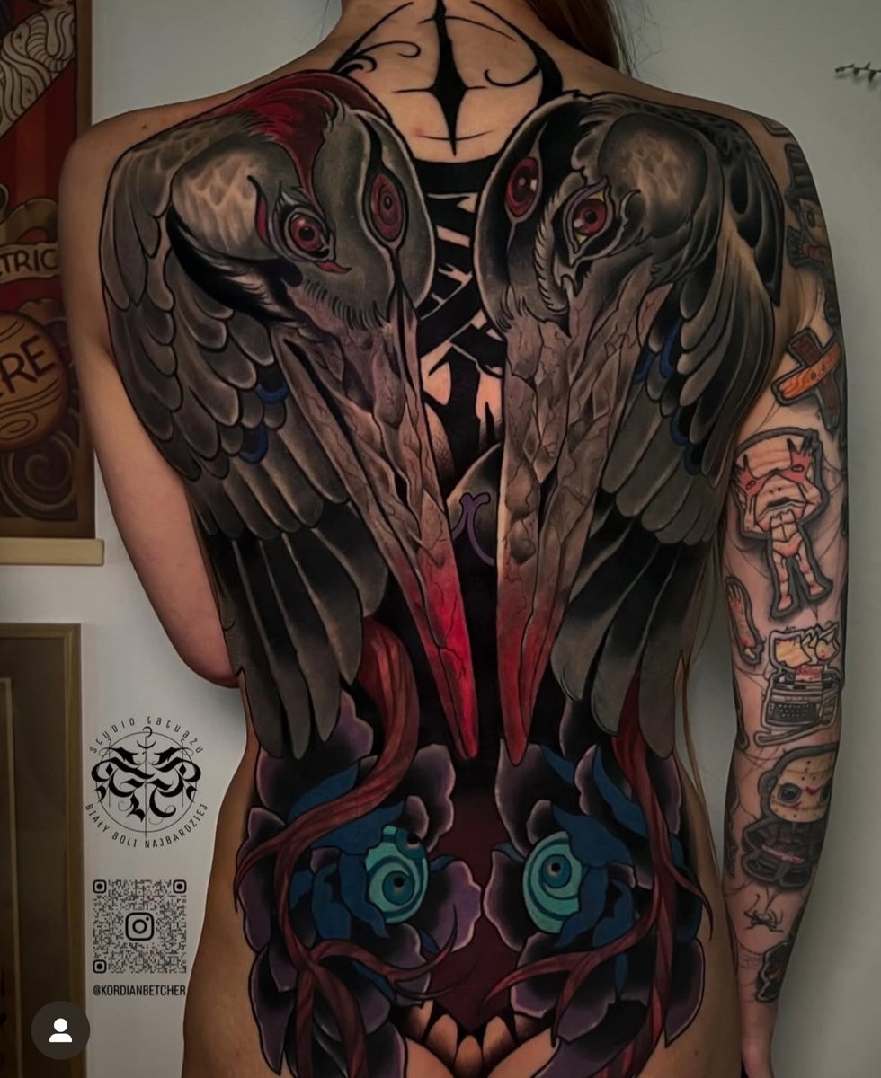 Kordian Betcher-tatuaż-cover-plecy-Neo-tradycyjny-Surrealizm / Horror