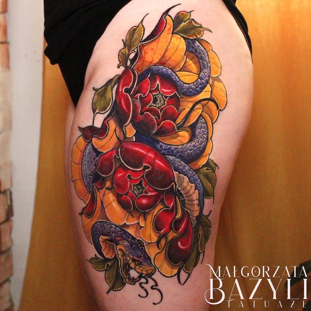 Małgorzata Bazyli-tatuaż-wąż-Neo-tradycyjny-Newschool / Graffiti / Cartoon