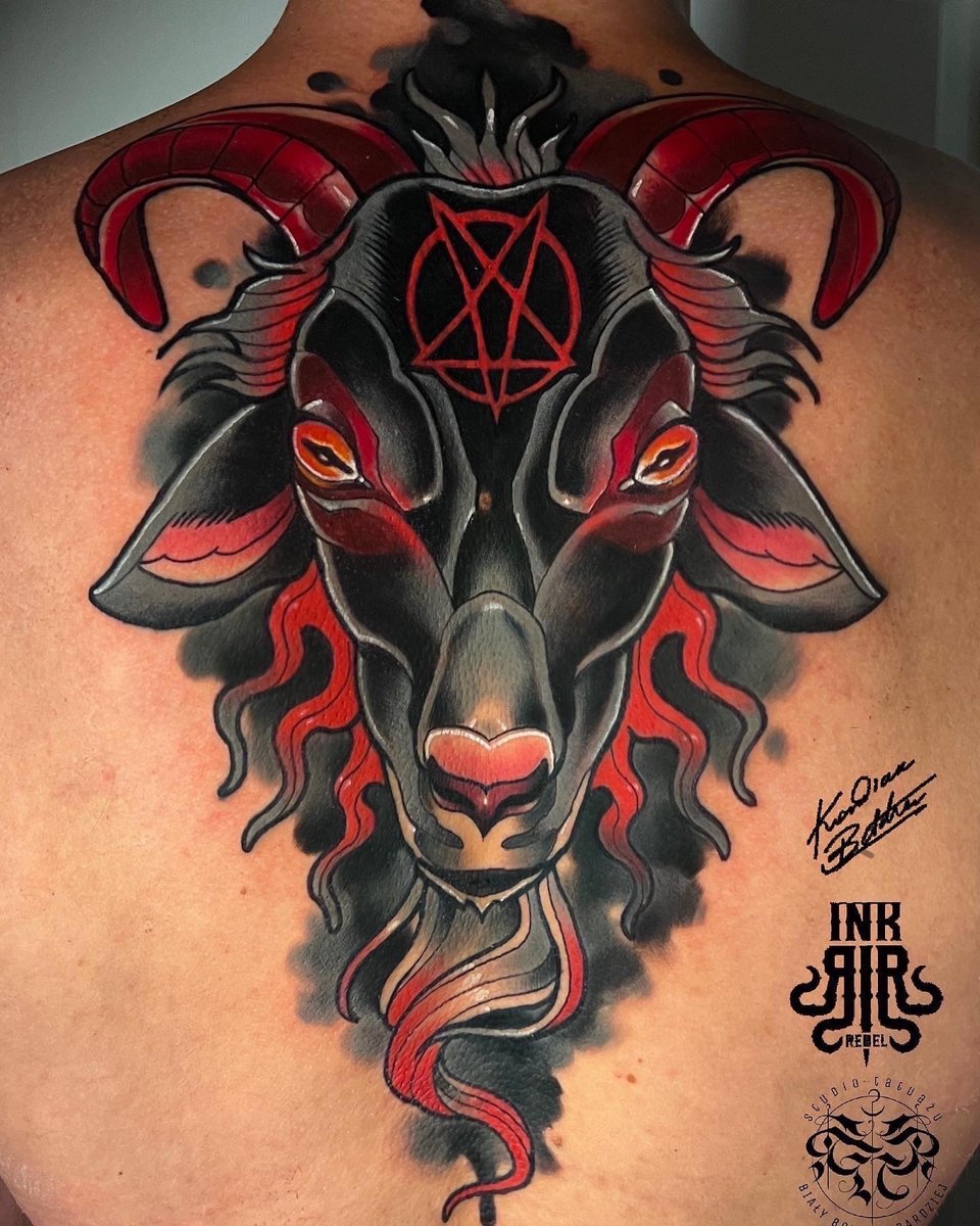 Kordian Betcher-tatuaż-kozioł-mroczny-Neo-tradycyjny